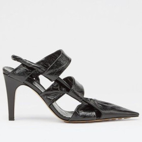 Bottega Veneta BV Point Slingback Sandals Black Lambskin