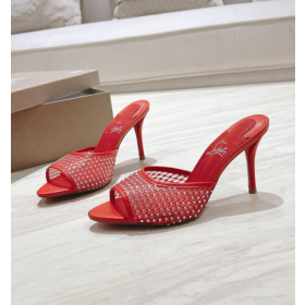 Christian Louboutin Apostropha Mule Mesh Strass 80 Mm Mules Red