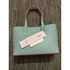 Christian Louboutin Cabata Tote Bag Monogrammed Cl Embossed Nappa Blue