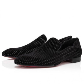 Christian Louboutin Dandy Chick Loafers Velvet Black Christian Louboutin Shoes