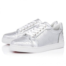 Christian Louboutin Fun Vieira Sneakers Iridescent Calf Leather Spikes Silver Christian Louboutin Shoes Onlin