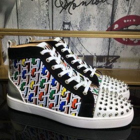 Christian Louboutin Lou Spike Orlato High-top Sneakers Cl Logo Multicolor