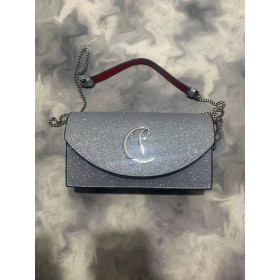 Christian Louboutin Loubi54 CL Leather Clutch Shoulder Bag Silver Christian Louboutin Store