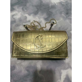Christian Louboutin Loubi54 Clutch Croc-embossed Leather Metallic Gold