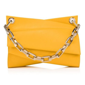 Christian Louboutin Loubitwist Chain Bag Smooth Calf Leather Pollen