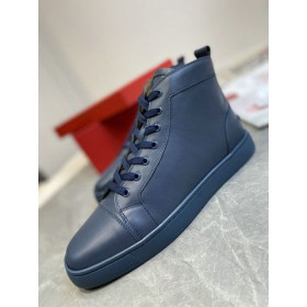 Christian Louboutin Louis High-Top Sneakers Calfskin Navy Blue