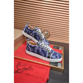 Christian Louboutin Louis Junior Low-top Sneakers Allover Logo Fabric Navy