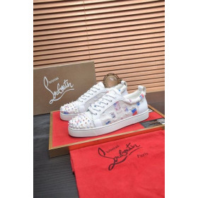 Christian Louboutin Men Low-top Sneaker Fabric with Spikes White