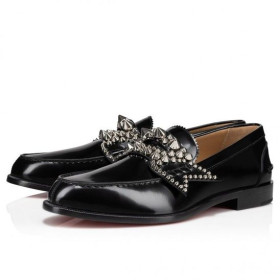 Christian Louboutin No Penny Spikes Loafers Calf Leather Black Christian Louboutin Shoes
