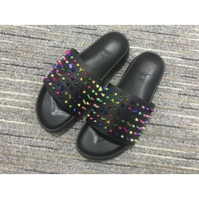 Christian Louboutin Pool Fun Slide Sandals Spikes Rubber Black