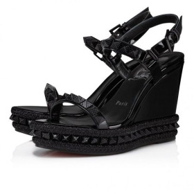 Christian Louboutin Pyraclou 110 Mm Espadrilles Patent Leather Black Christian Louboutin Shoes