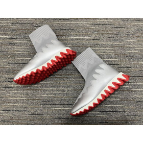 Christian Louboutin Sharky Sock Sneakers Knit Mesh Silver