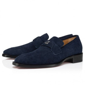 Christian Louboutin Varsimoc Loafers Calf Leather Navy CL Shoes