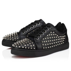 Christian Louboutin Vieira Night Spikes Sneakers Men Calf and Nappa Leather Black
