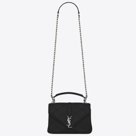 Saint Laurent Medium College Bag Black Matelasse Leather