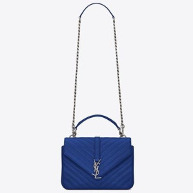 Saint Laurent Medium College Bag Blue Goatskin Leather Saint Laurent Bags