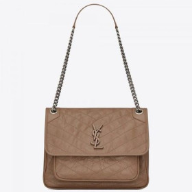 Saint Laurent Medium Niki Bag Taupe Crinkled Leather 