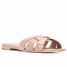 Saint Laurent Tribute Slides Powder Patent Leather