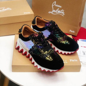 Christian Louboutin Loubishark Donna Flat Sneakers Leather And Suede Multicolor
