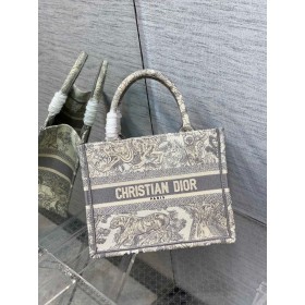 Dior Book Tote Gray Toile de Jouy Embroidery