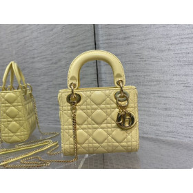 Dior Lady Dior Bag 17CM Yellow Cannage Lambskin