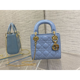Dior Lady Dior Horizon Blue Cannage Lambskin 17CM