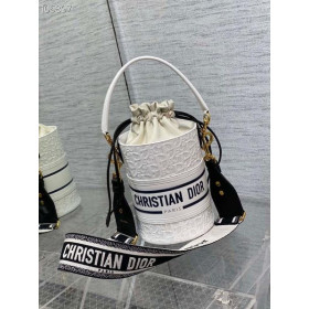Dior Vibe Bucket Bag White Calfskin Embossed