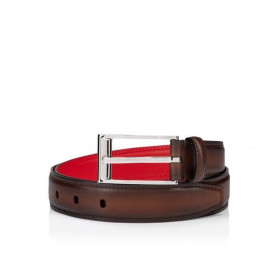 Christian Louboutin Bizzbelt Belt 30mm Men Patinated Calf Leather Havane