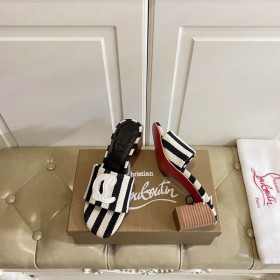 Christian Louboutin CL Mules 50mm Malha Printed Fabric Black