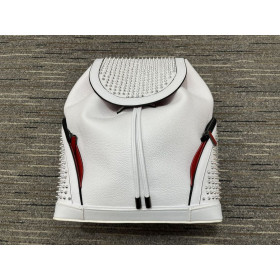 Christian Louboutin Explorafunk Backpack Grained Calf Leather Spikes White