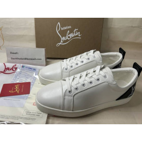 Christian Louboutin Fun Louis Junior Sneakers Smooth Calf Leather White CL Shoes Store