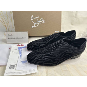 Christian Louboutin Greggy Chic Oxfords Quagga Velvet Black CL Shoes
