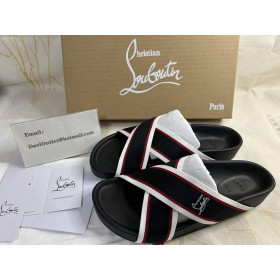 Christian Louboutin Hot Cross Bizz Mules Ribbon And Nappa Leather Black CL Shoes