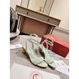 Christian Louboutin Lipsita Queen Patent Leather Sandals 55 Mint CL Shoes Store