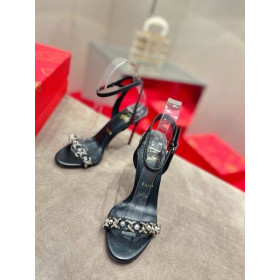 Christian Louboutin Loubigirl Chain 100mm Sandals Calfskin Black CL Shoes