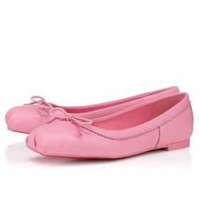 Christian Louboutin Mamadrague Square Toe Ballet Flat Nappa Leather Pink