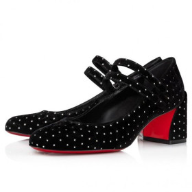 Christian Louboutin Miss Jane Plum Strass 55 mm Black Christian Louboutin Shoes