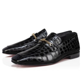 Christian Louboutin Mj Moc Loafers Alligator Embossed Calf Leather Black