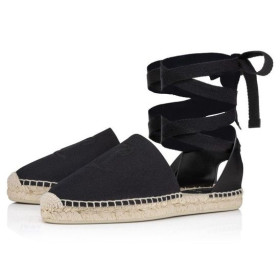 Christian Louboutin Nanou Lace Cl Espadrilles Olona Canva And Calf Black
