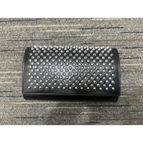 Christian Louboutin Paloma Clutch Embossed Calf Leather and Silver Spikes Black