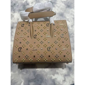 Christian Louboutin Paloma Medium Top Handle Bag Calf and Spikes Loubinthesky Khaki