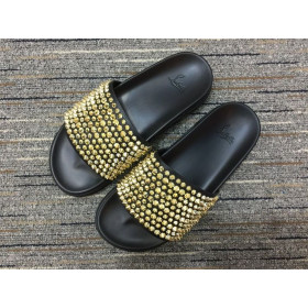 Christian Louboutin Pool Fun Sandals Spikes Leather Black