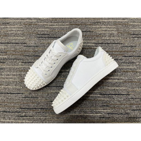 Christian Louboutin Seavaste 2 Orla Falt Low-top Women Sneakers Calf and Fabric White