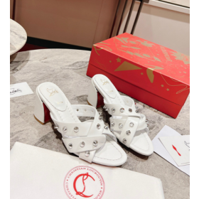 Christian Louboutin Spika Club Sandals 85mm Nappa Leather White