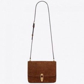 Saint Laurent Carre Satchel Bag Brown Suede Leather