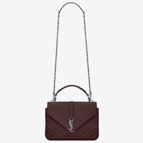 Saint Laurent Medium College Bag Bordeaux Goatskin Leather Saint Laurent Bags
