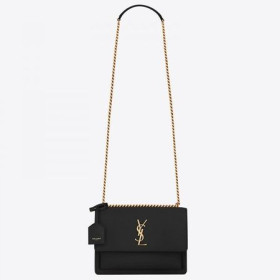 Saint Laurent Sunset Medium Bag Black Calfskin Saint Laurent Bags