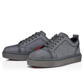 Christian Louboutin Adolon Junior Sneakers Linen And Calf Leather Smoky Christian Louboutin Shoes