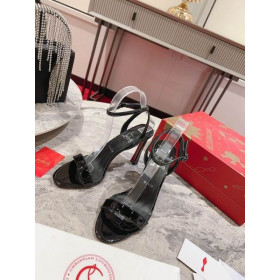 Christian Louboutin Condorapik Queen Sandals 100mm Patent Leather Black