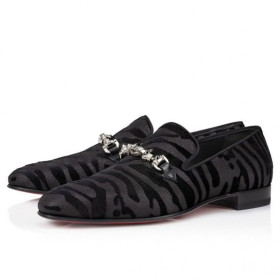 Christian Louboutin Equiswing Loafers Quagga Velvet Black Christian Louboutin Shoes